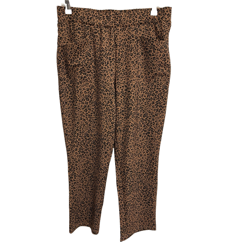 Isaac Mizrahi Live Women's‎ Med Petite Brown Black Dot Ankle Pants Sexy Y2K BOHO